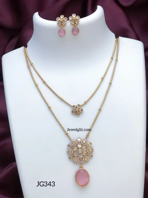 Imitation_AD_Stone_2Layer_Necklace_With_Earring