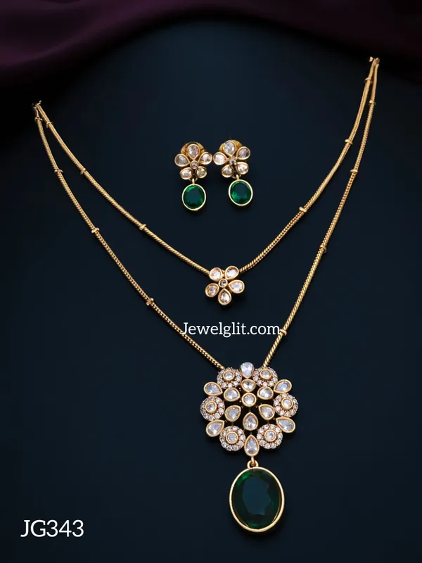 Imitation_AD_Stone_2Layer_Necklace_With_Earring.