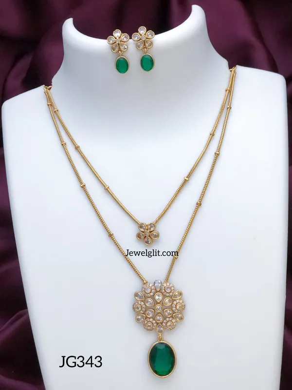 Imitation_AD_Stone_2Layer_Necklace_With_Earring.