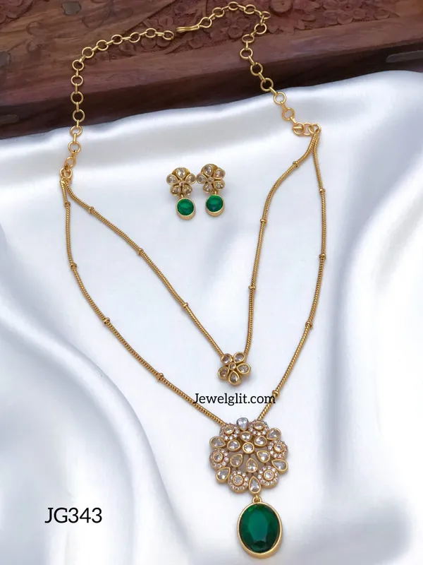 Imitation_AD_Stone_2Layer_Necklace_With_Earring.