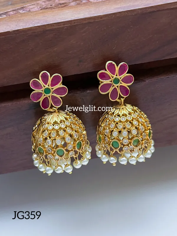 Imitation_AD_Stone_Flower_Jhumka