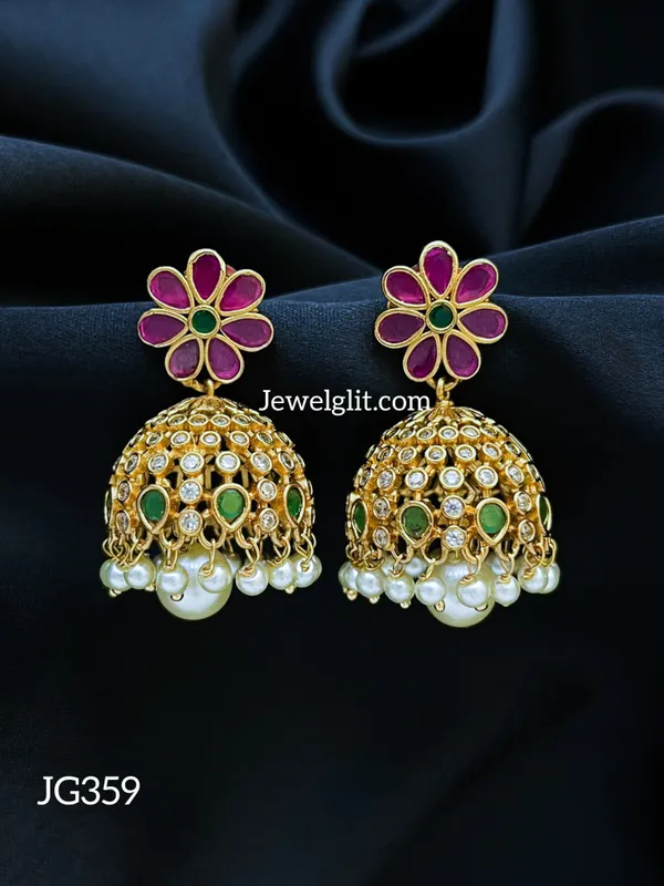 Imitation_AD_Stone_Flower_Jhumka