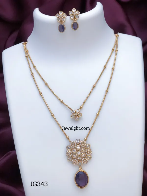 Imitation_AD_Stone_Layer_Necklace_With_Earring