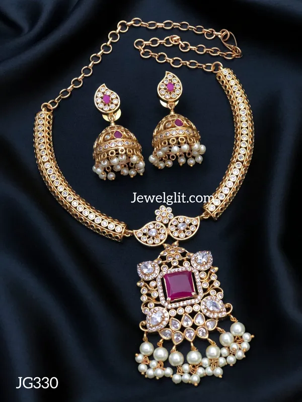 Imitation_AD_Stone_Necklace_With_Earring