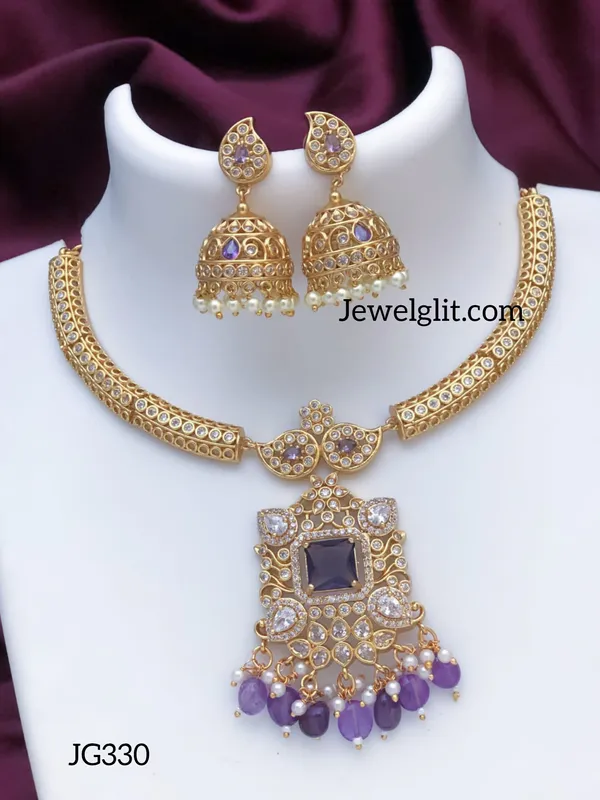 Imitation_AD_Stone_Necklace_With_Earring.