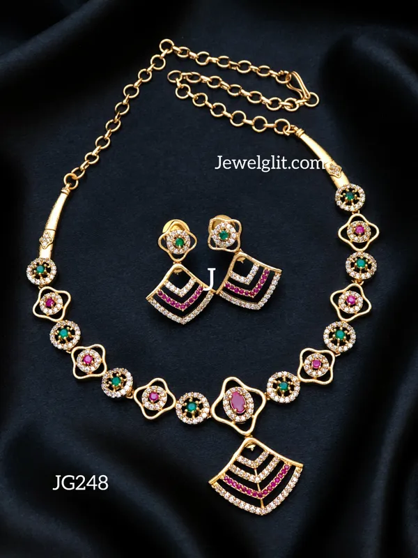 Imitation_AD_Stone_Necklace_With_Earring.