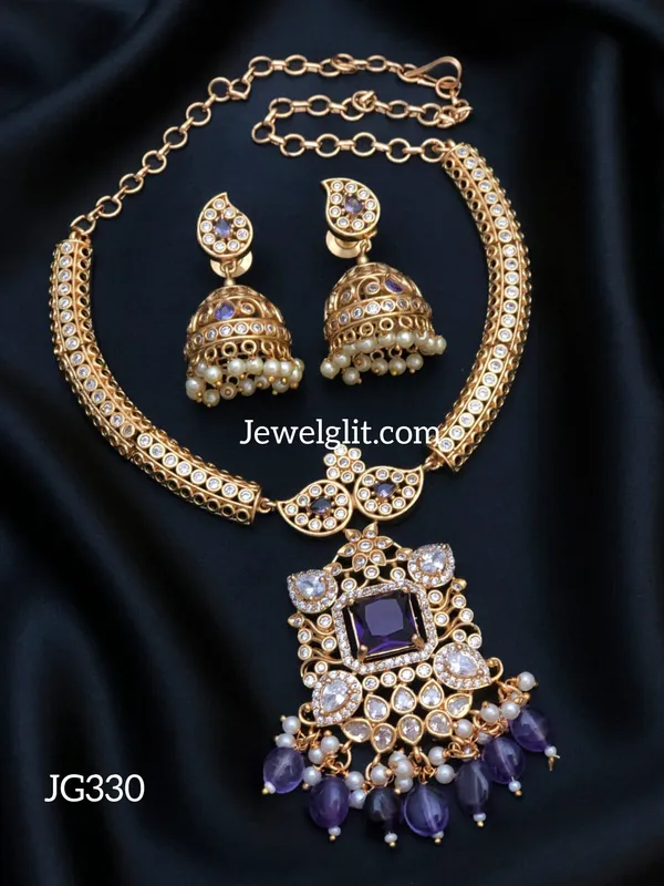 Imitation_AD_Stone_Necklace_With_Earring.