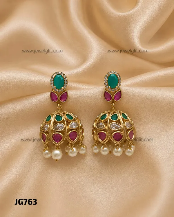 Matte_Gold_Finish_CZ_Stone_&_Pearl_Jhumka_Earrings_for_Women