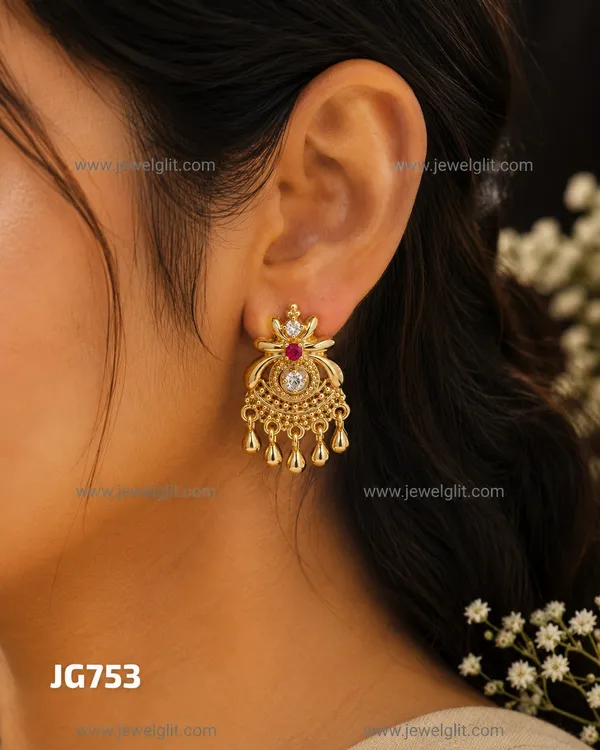 Royal_Gold_Finish_CZ_Stone_Traditional_Drop_Earrings
