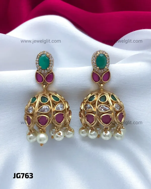 Matte_Gold_Finish_CZ_Stone_&_Pearl_Jhumka_Earrings_for_Women