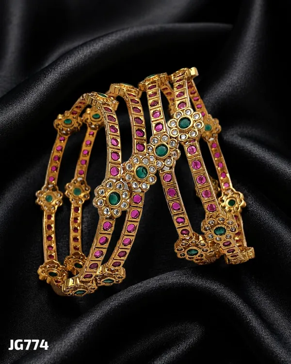 Traditional_Ruby_&_Emerald_Floral_AD_Gold-Plated_Bangles_for_Women