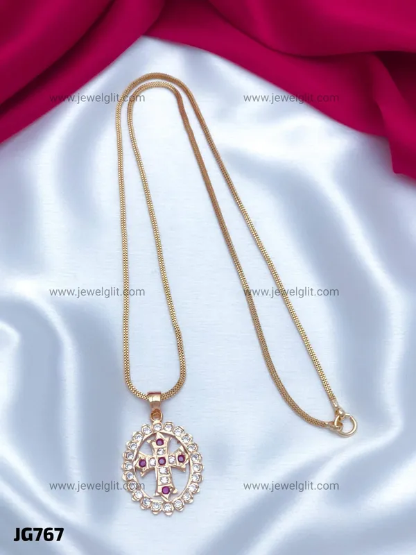 PREMIUM_GOLD_PLATED_CZ_STONE_CHRISTIAN_CROSS_PENDANT_NECKLACE_FOR_WOMEN_&_GIRLS