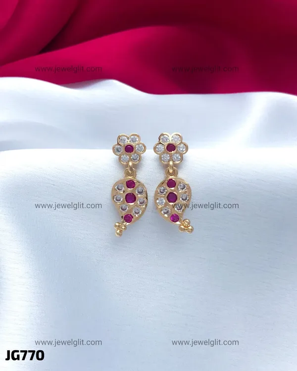 PREMIUM_GOLD_PLATED_FLORAL_CZ_STONE_MANGA__DROP_EARRINGS_FOR_WOMEN_&_GIRLS