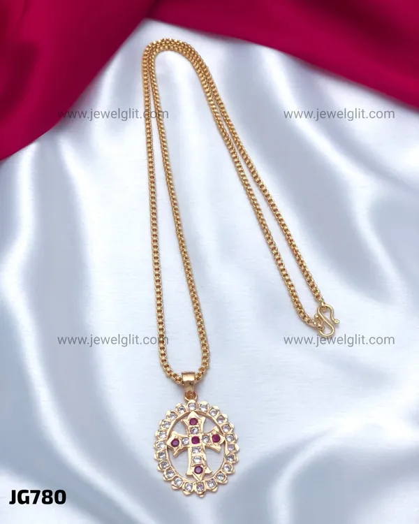 PREMIUM_ROSE_GOLD_PLATED_CZ_CROSS_PENDANT_WITH_BOX_CHAIN_NECKLACE_FOR_WOMEN_&_GIRLS