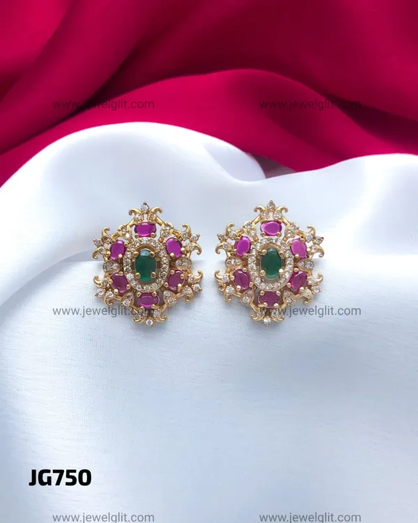 Premium_Gold_Plated_Pink_&_Green_CZ_Floral_Stud_Earrings_for_Women_&_Girls