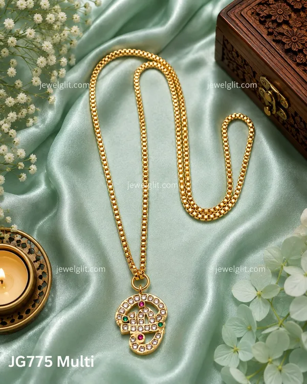 Stylish_Gold-Plated_Multicolor_CZ_Pendant_Chain_Necklace