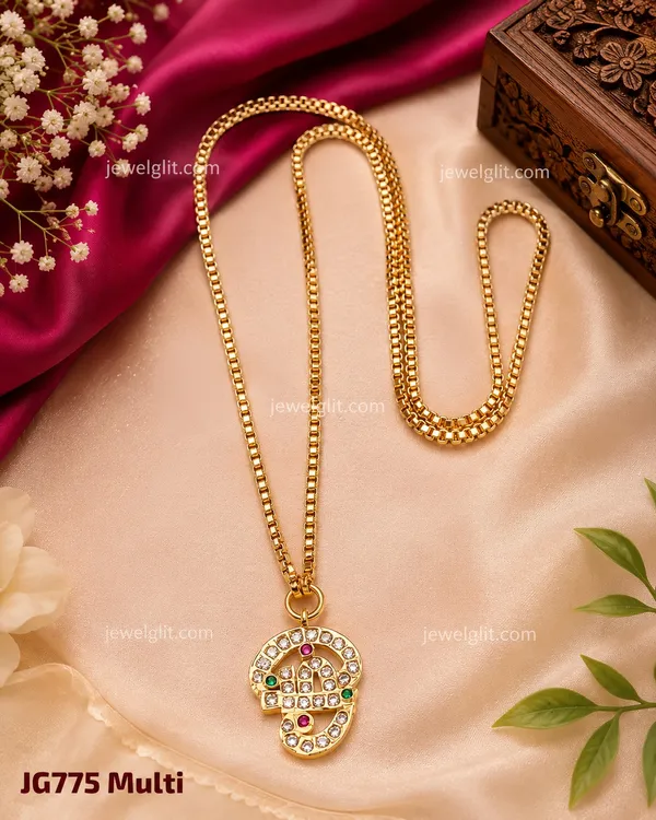 Stylish_Gold-Plated_Multicolor_CZ_Pendant_Chain_Necklace