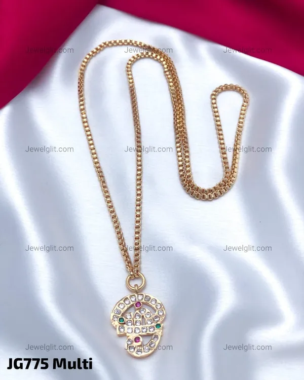 Stylish_Gold-Plated_Multicolor_CZ_Pendant_Chain_Necklace