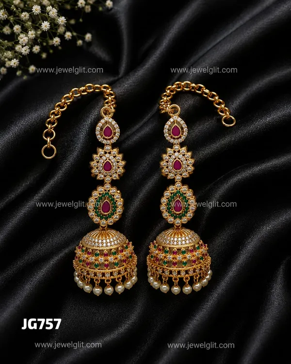 DESIGNER_MATTE_AD_STONE_JHUMKA_WITH_ATTACHED_MATAL_FOR_WOMEN