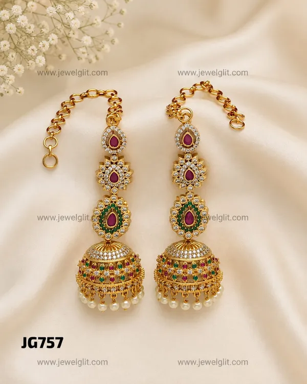DESIGNER_MATTE_AD_STONE_JHUMKA_WITH_ATTACHED_MATAL_FOR_WOMEN