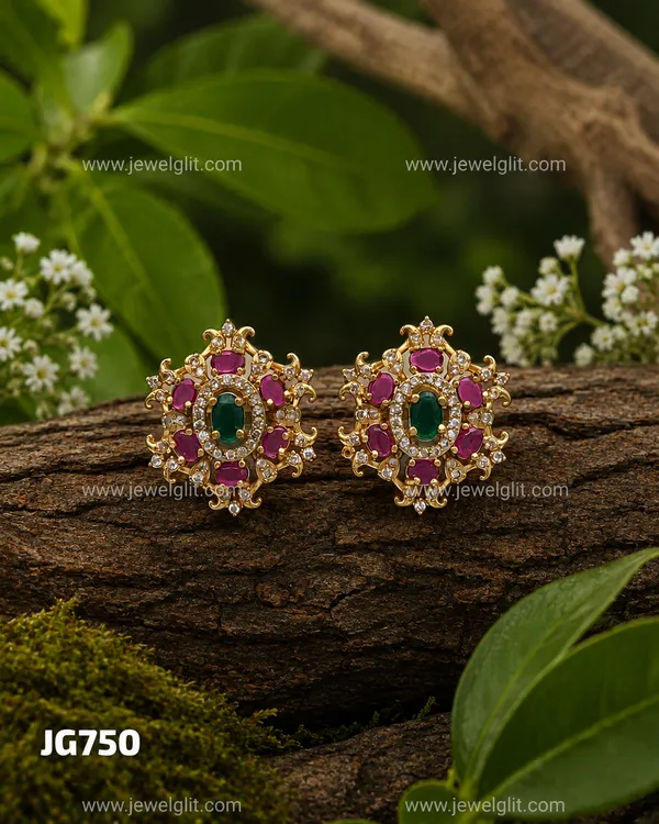 Premium_Gold_Plated_Pink_&_Green_CZ_Floral_Stud_Earrings_for_Women_&_Girls