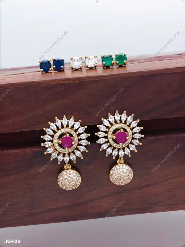 Sparkling_AD_Stone_Changeable_Earring