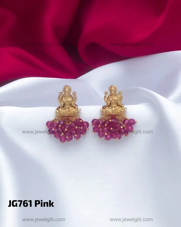 TRADITIONAL_MATTE_LAKSHMI_TEMPLE__PINK__BEADS_STUD