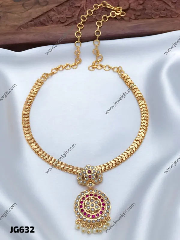 Temple-Inspired_Gold_Plated_Ruby_Pearl_Necklace