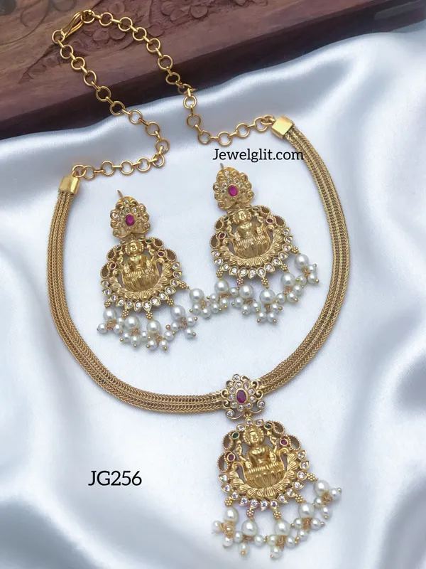 Temple_Lakshmi_AD_Stone_Pearl_Necklace_With_Earring.