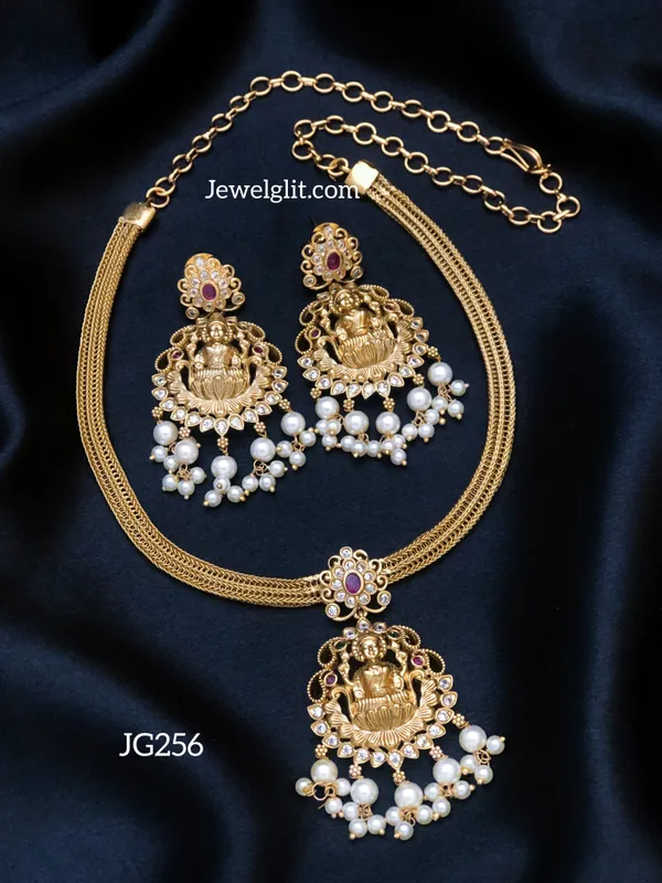 Temple_Lakshmi_AD_Stone_Pearl_Necklace_With_Earring.