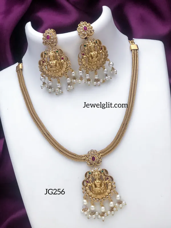 Temple_Lakshmi_AD_Stone_Pearl_Necklace_With_Earring.