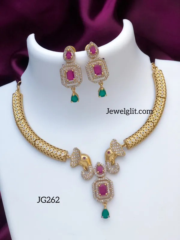 Traditional_Elephant_AD_Stone_Necklace_With_Earring