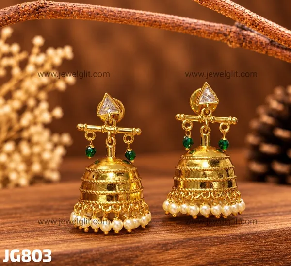 Traditional_Gold-Plated_Jhumka_Earrings_with_Green_Stones_&_Pearl_Drops