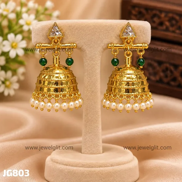 Traditional_Gold-Plated_Jhumka_Earrings_with_Green_Stones_&_Pearl_Drops