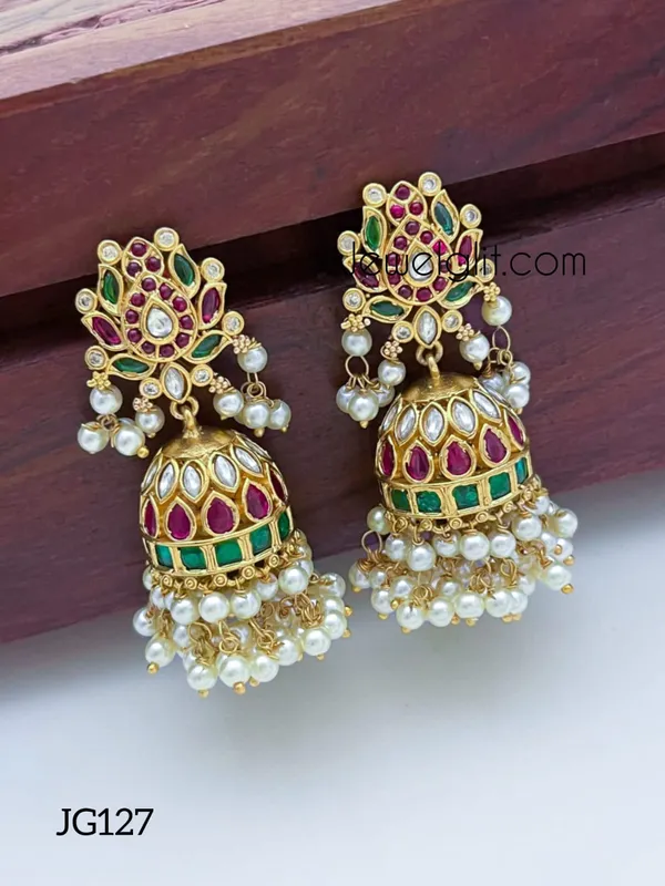 Traditional_Kemp_Lotus_Stone_Pearl_Jhumka