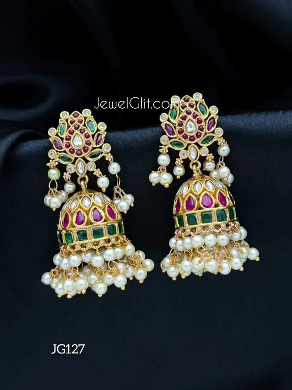 Traditional_Kemp_Lotus_Stone_Pearl_Jhumka