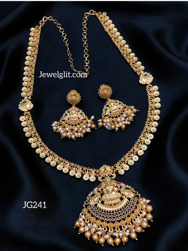 Traditional_Lakshmi_AD_Stone_Long_Haram_With_Earring.
