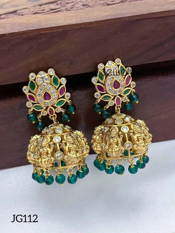 Traditional_Lakshmi_Green_Beads_Jhumka.