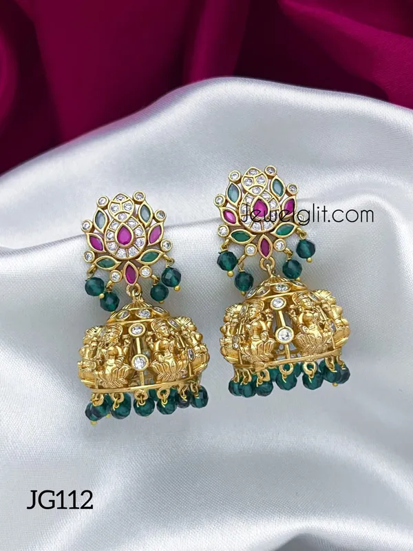 Traditional_Lakshmi_Green_Beads_Jhumka.