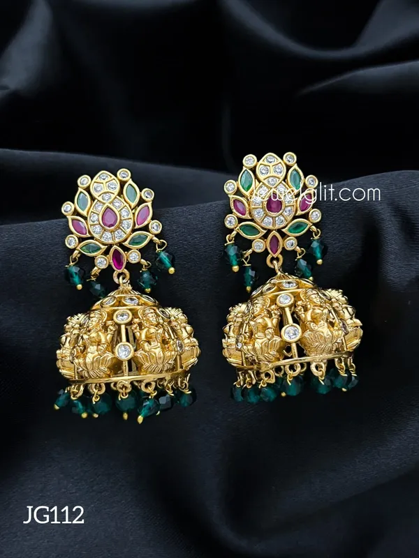 Traditional_Lakshmi_Green_Beads_Jhumka.
