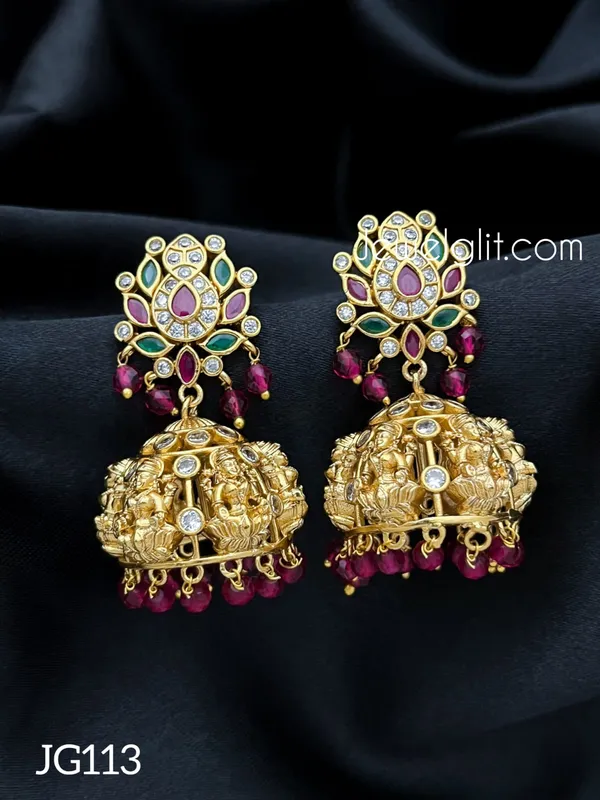 Traditional_Lakshmi_Pink_Beads_Jhumka.