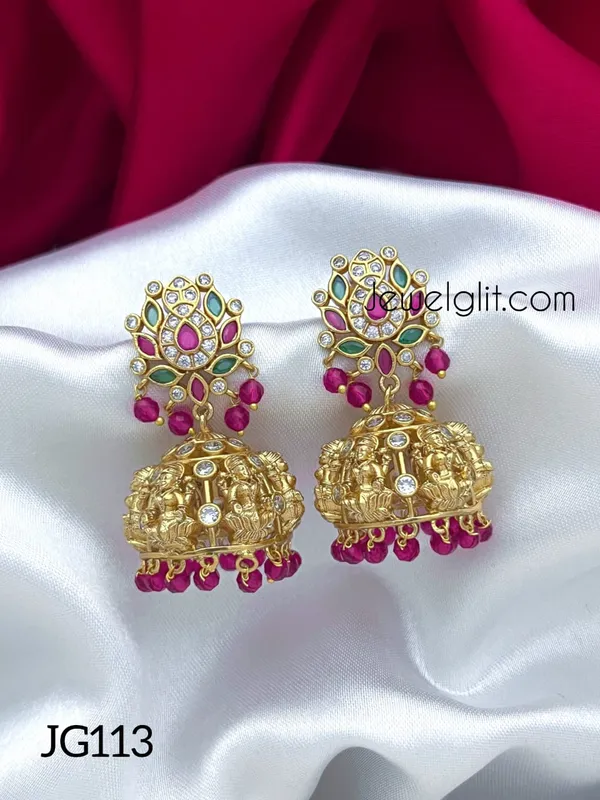 Traditional_Lakshmi_Pink_Beads_Jhumka.