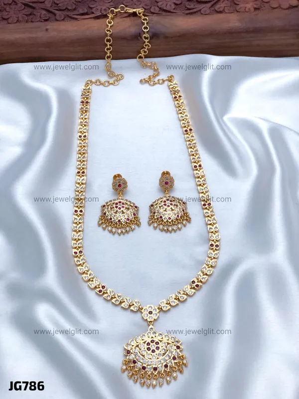 Traditional_Ruby_&_White_Stone_Floral_Pendant_Necklace_Set_with__Earrings