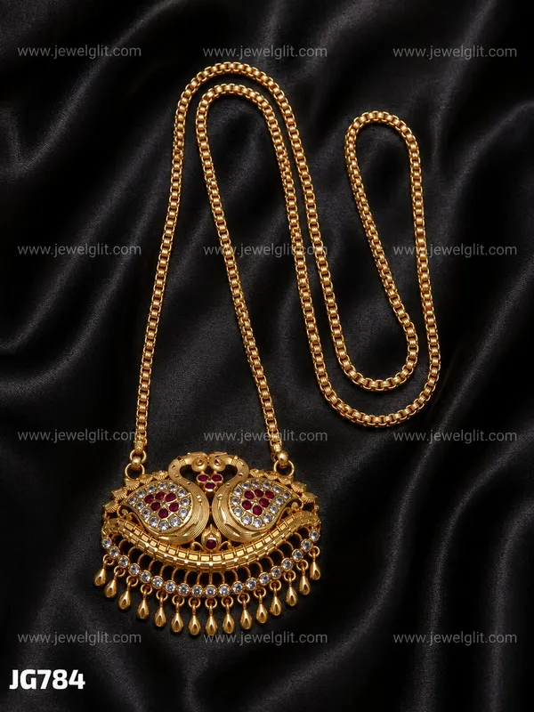 TRADITIONAL_PEACOCK_DESIGN_GOLD-PLATED_LONG_PENDANT_AND_CHAIN_WITH_CZ_&_RUBY_STONES_FOR_WOMEN_&_GIRLS