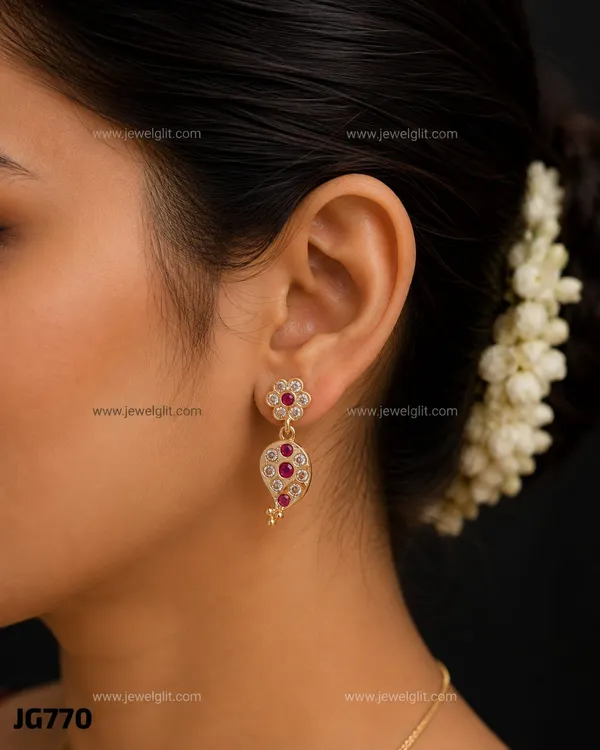 PREMIUM_GOLD_PLATED_FLORAL_CZ_STONE_MANGA__DROP_EARRINGS_FOR_WOMEN_&_GIRLS