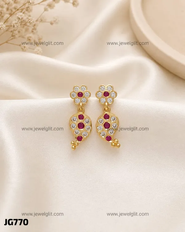 PREMIUM_GOLD_PLATED_FLORAL_CZ_STONE_MANGA__DROP_EARRINGS_FOR_WOMEN_&_GIRLS