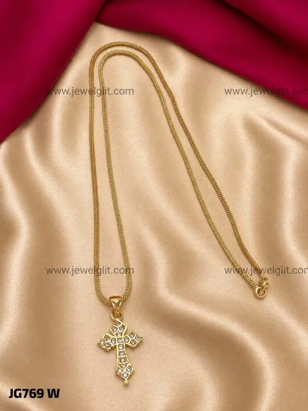 PREMIUM_GOLD_PLATED_RUBY_&_CZ_STONE_CHRISTIAN_CROSS_PENDANT_NECKLACE_FOR_WOMEN_&_GIRLS