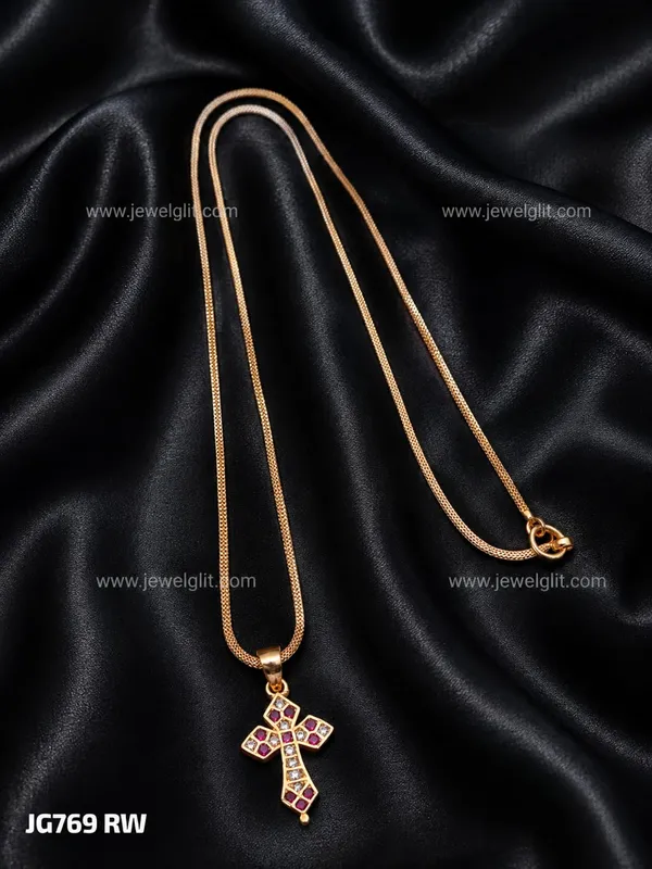 PREMIUM_GOLD_PLATED_RUBY_&_CZ_STONE_CHRISTIAN_CROSS_PENDANT_NECKLACE_FOR_WOMEN_&_GIRLS