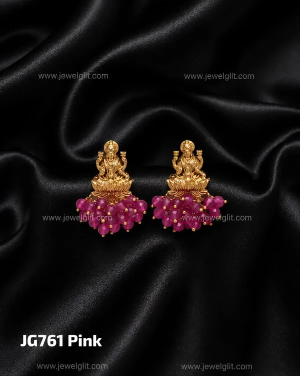 TRADITIONAL_MATTE_LAKSHMI_TEMPLE__PINK__BEADS_STUD