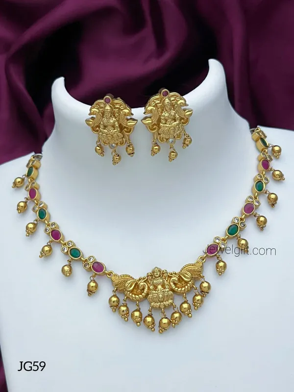 Multi_Colour_Matte_Finish_Temple_Necklace_Set